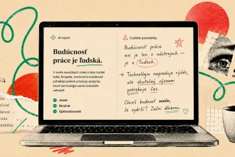 Ilustrovaný notebook rozdelený na AI návrh a ľudské poznámky, ktorý porovnáva uhladený text umelej inteligencie s autentickými ručne písanými poznámkami.