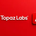 Logá spoločností Adobe a Topaz Labs vedľa seba na červenom pozadí symbolizujú akvizíciu a spojenie ich technológií v oblasti AI zlepšovania obrazu a videa.