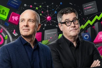 Byron Sharp a Mark Ritson v dynamickom vizuáli o značkách, raste a marketingovej stratégii.