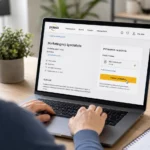 Uchádzač o prácu sedí pri notebooku a cez pracovný portál Profesia.sk odosiela svoje CV firme ako súčasť online prihlášky na pracovnú pozíciu.