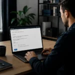Muž pri notebooku píše e-mail so žiadosťou o prijatie do zamestnania a prikladá životopis so sprievodným listom.