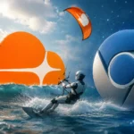Montáž symbolov Cloudflare a webového prehliadača s robotom na kite, ktorá ilustruje autonómne prehliadanie webu umelou inteligenciou.