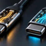 Dva identické USB-C porty znázorňujú rozdiel medzi bežným USB-C a vysokovýkonným pripojením Thunderbolt.